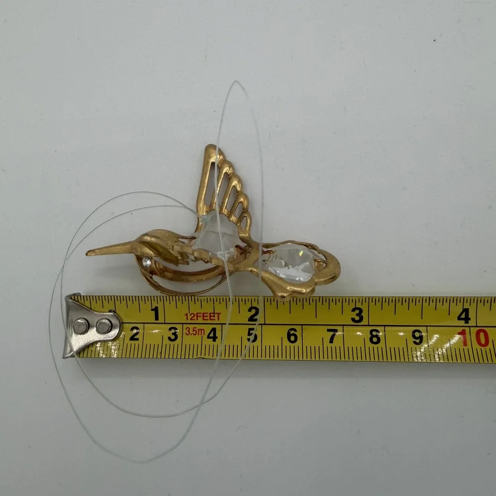 Vintage 24k Gold Plated Crystal Hummingbird‎ Ornament Figurine